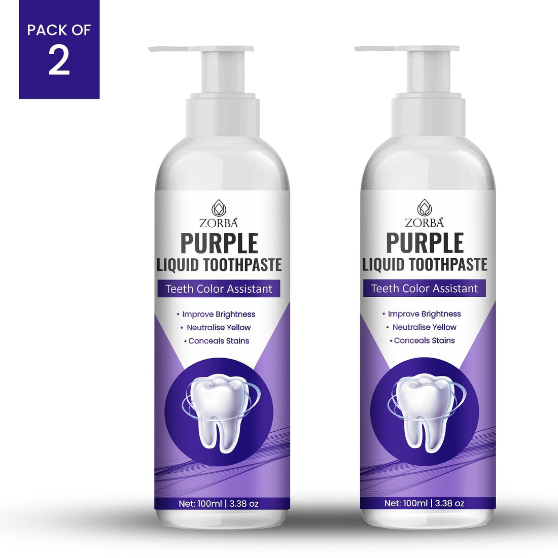 ZORBA Purple Whitening Liquid Toothpaste 200ml (Pack of 2)